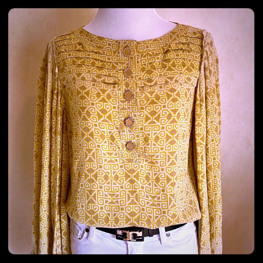 * Tory Burch * Mustard Ombré Silk Blouse